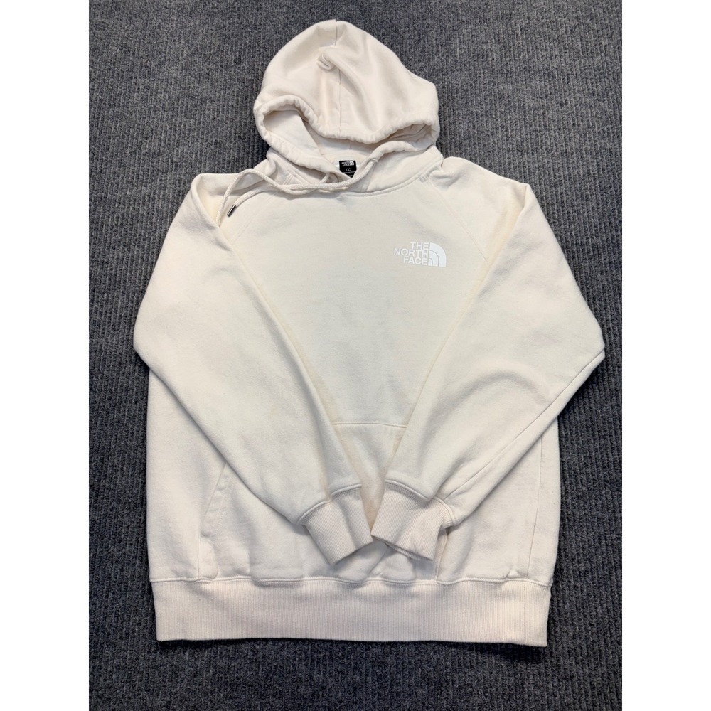 The North Face Womens Circular Design Hoodie Cream White Logo Sweatshirt M